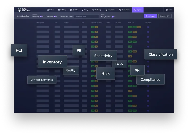 Dashboard mockup from the Data Sentinel Website