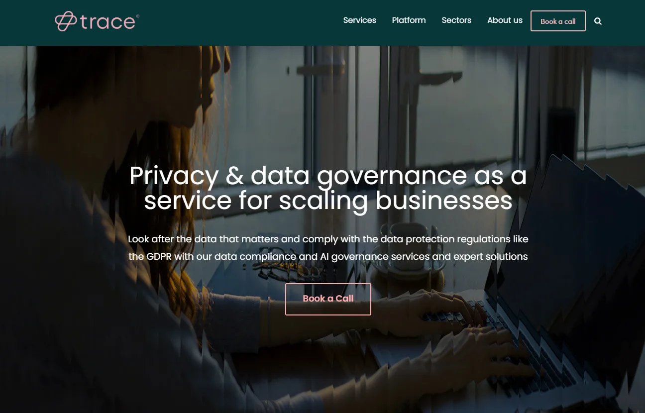 Trace homepage screenshot