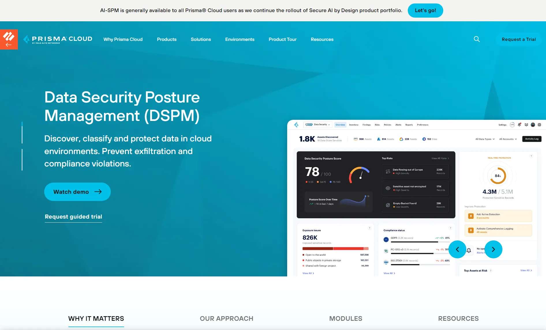 Prisma Cloud (Palo Alto Networks) homepage screenshot