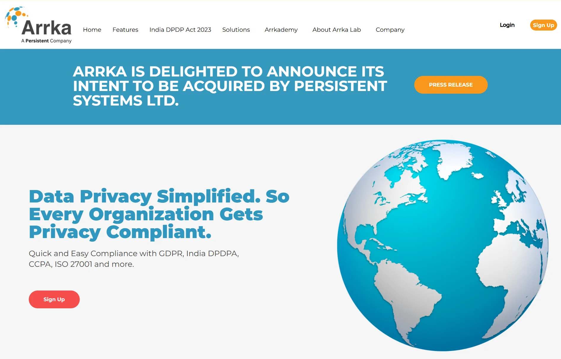 Arrka homepage screenshot