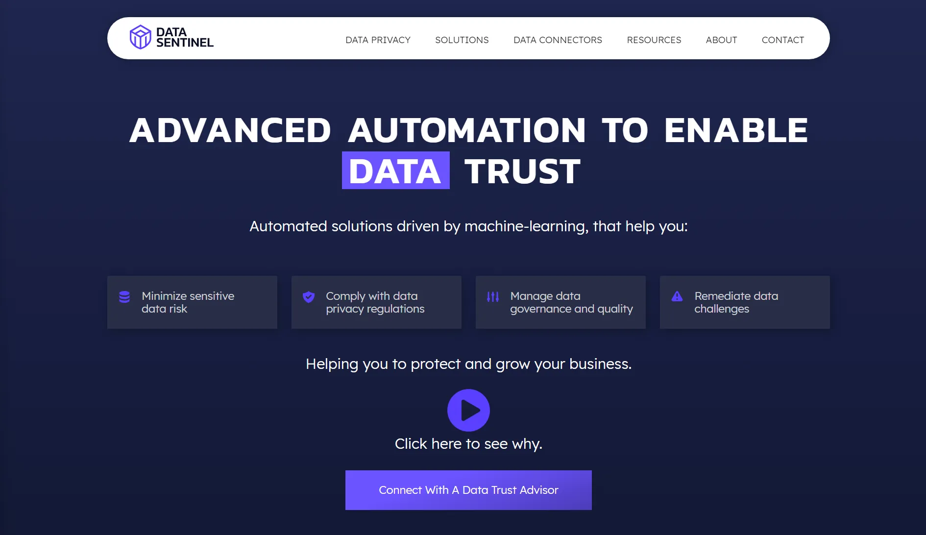 Data Sentinel homepage screenshot