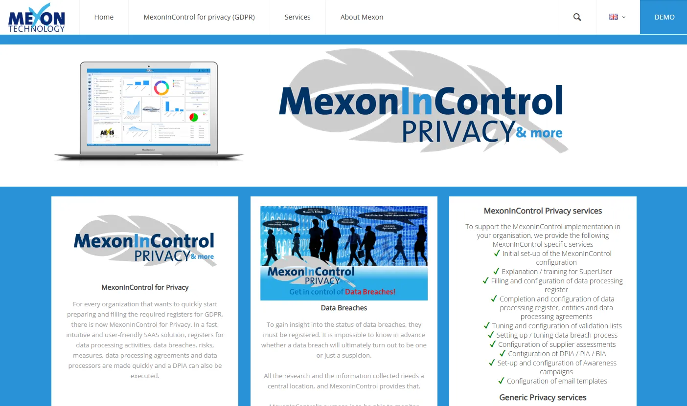 Mexon Technology homepage screenshot