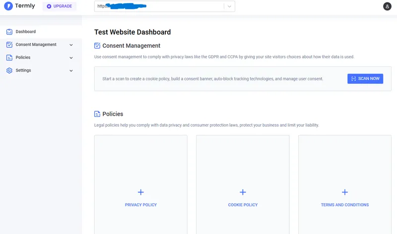 The initial dashboard - before initiating scans or generating policy documents.